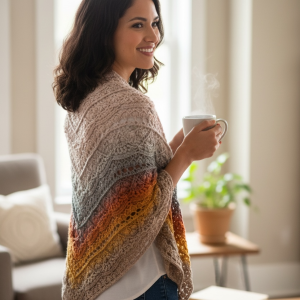 Alternative view of Handgjord sjal i merino